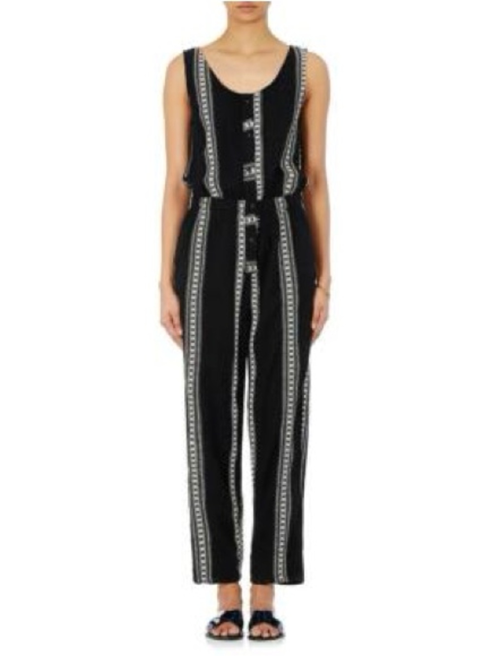Ace & Jig black white and yellow Striped Sleeveless Jumpsuit with Button Placket - Picture 5 of 5